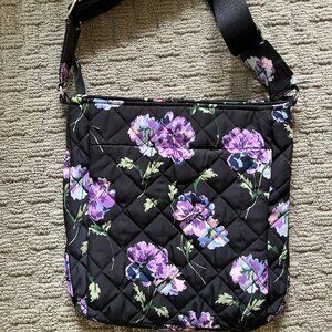 Vera Bradley Triple Zip Hipster Crossbody Floating Plum Pansies - NEW with tags
